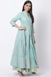 Mint Green Cotton Anarkali Kurta Lehenga Suit Set image number 3