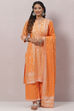 Orange Cotton Straight Kurta Palazzo Suit Set