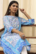 Blue and White Cotton Printed Straight Kurta image number 0