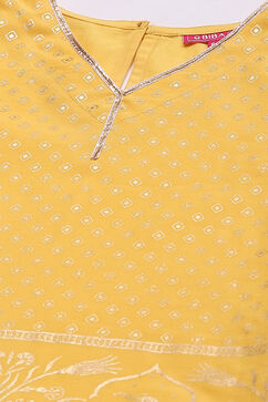 Yellow Cotton A-Line Printed Kurta Set image number 1