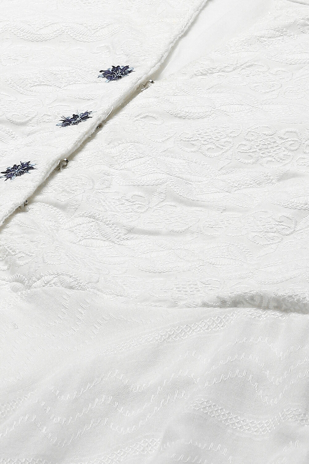 White Blue Cotton Asymmetric Suit Set image number 1