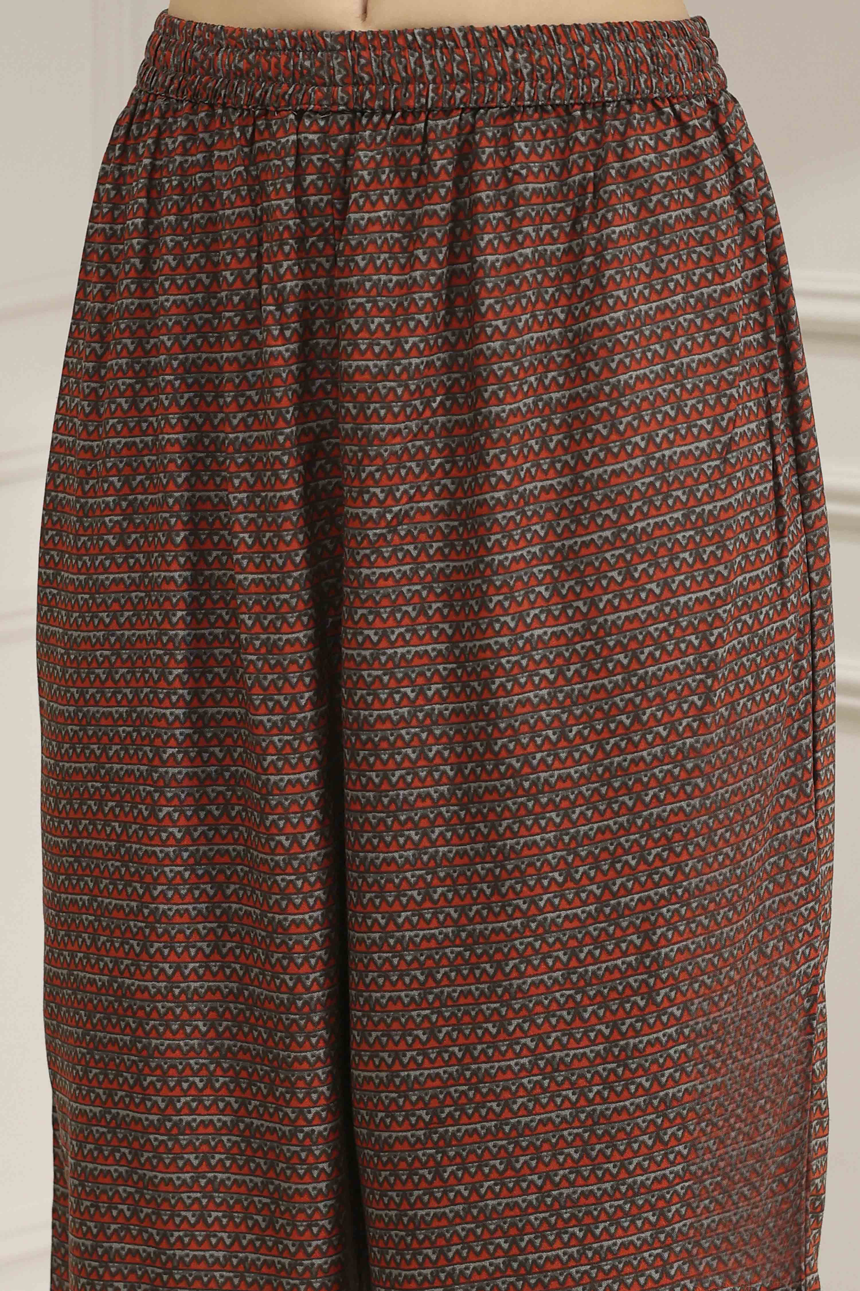 Orange Solid Straight Suit Set image number 2