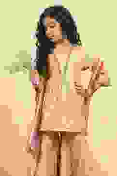 Green Cotton Dyed Gathered Sharara Suit Set image number 7