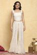 White Viscose Rayon Embroidered Straight Suit Set image number 7