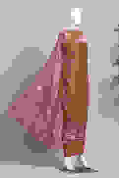 Rust Cotton Jamdani Unstitched Suit Set image number 4