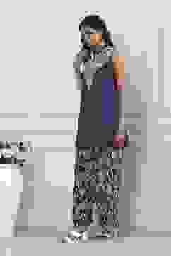 Indigo Cotton Printed Straight Kurta Set image number 3