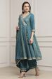 Teal Green Poly Cotton Anarkali Suit Set image number 3