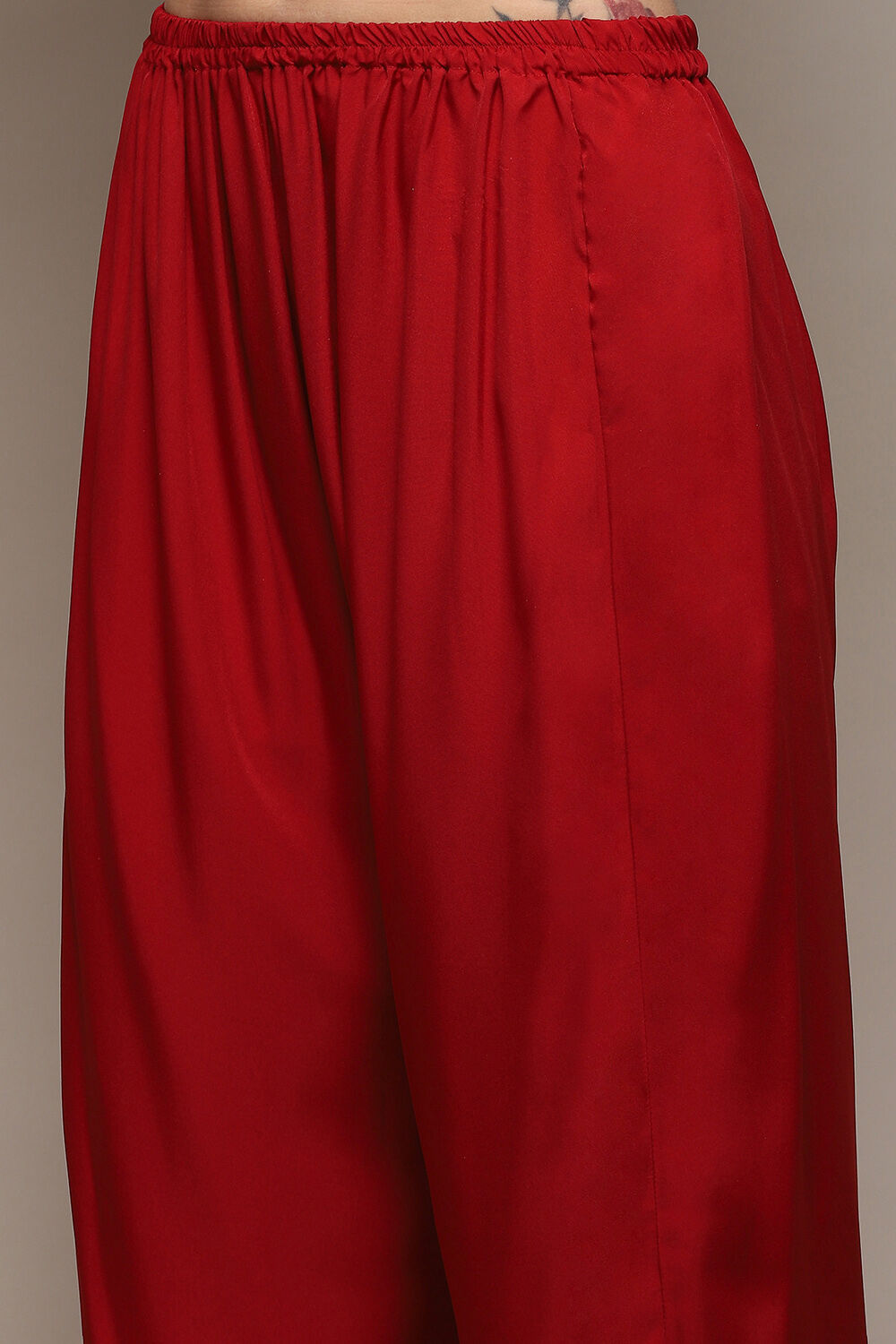 Green & Maroon Silk Blend Digital Print Unstitched Suit Set image number 3