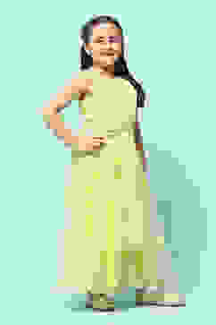 Green Nylon Embroidered Suit Set image number 6