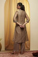 Grey Viscose Metallic Straight Suit Set image number 5