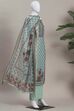 Cream-Toned Muslin Rajasthani Print Unstitched Suit Set image number 4