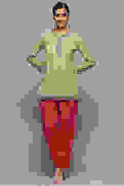 Green Polyester Straight Kurti image number 0