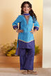 Blue Viscose Rayon Straight Suit Set