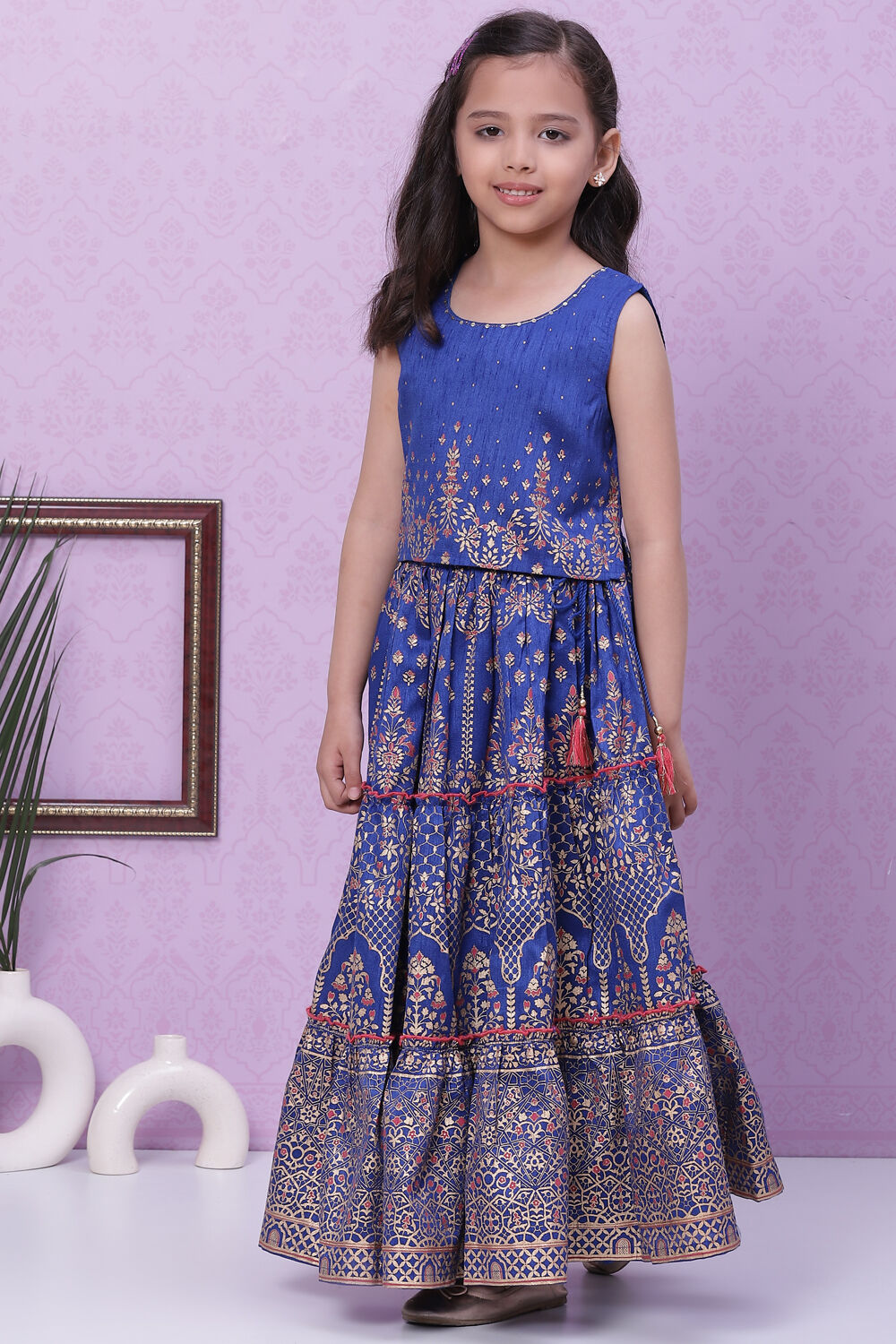 Green Art Silk Flared Lehenga image number 3