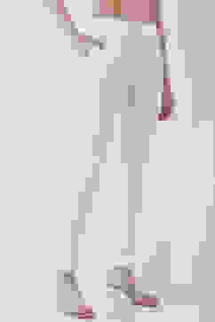 White Solid Cotton Lycra Straight Pants image number 3