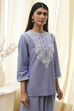 Dull Blue Cotton Straight Co-ord Set image number 1