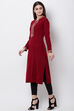 Black Poly Cotton Winter Yarndyed Kurta image number 2