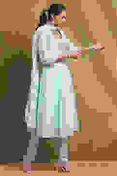 Powder Blue Embroidered Anarkali Suit Set image number 5