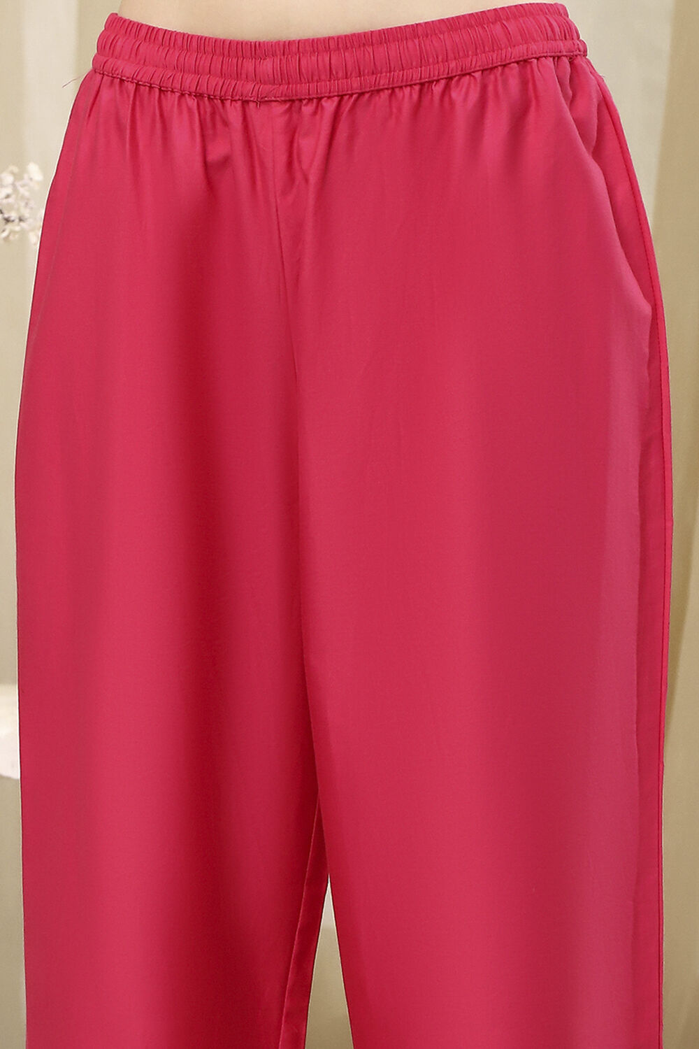 Fuchsia Embroidered Straight Suit Set image number 2