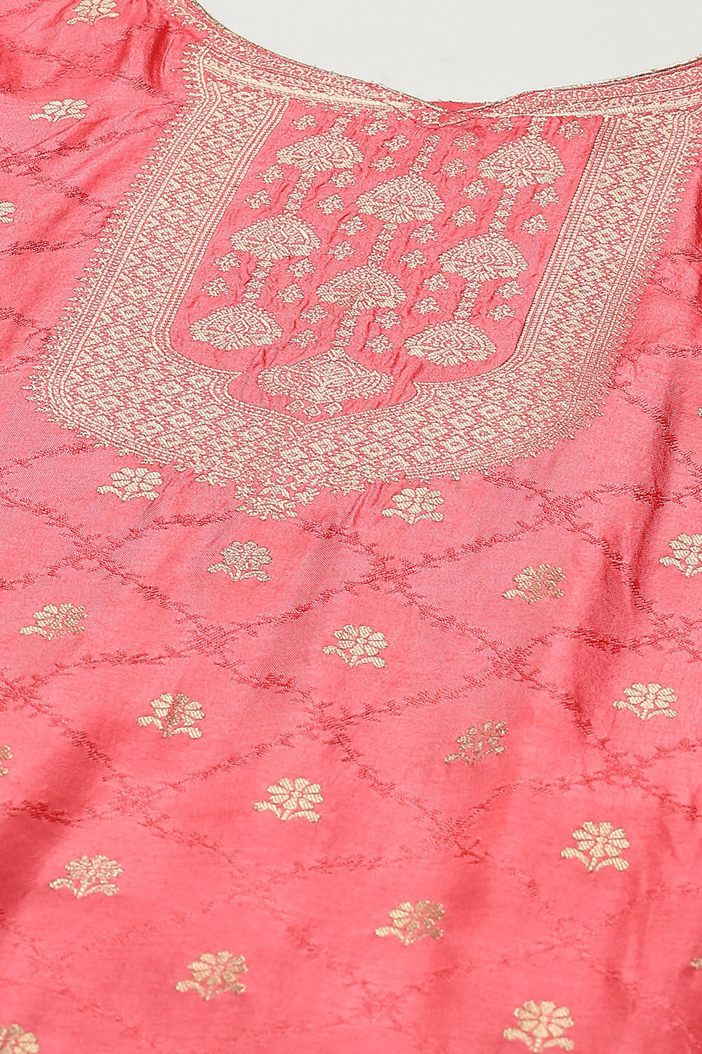 Green Cotton Blend Unstitched Suit Set image number 2