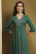 Bottle Green Solid Gathered Straight Kurta image number 1