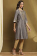 Grey Yarn-Dyed Festive Kalidar Kurta image number 4
