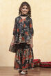 Black Polyester Printed Peplum Sharara Suit Set image number 6
