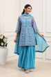 Turquoise Polyester Straight Suit Set image number 0