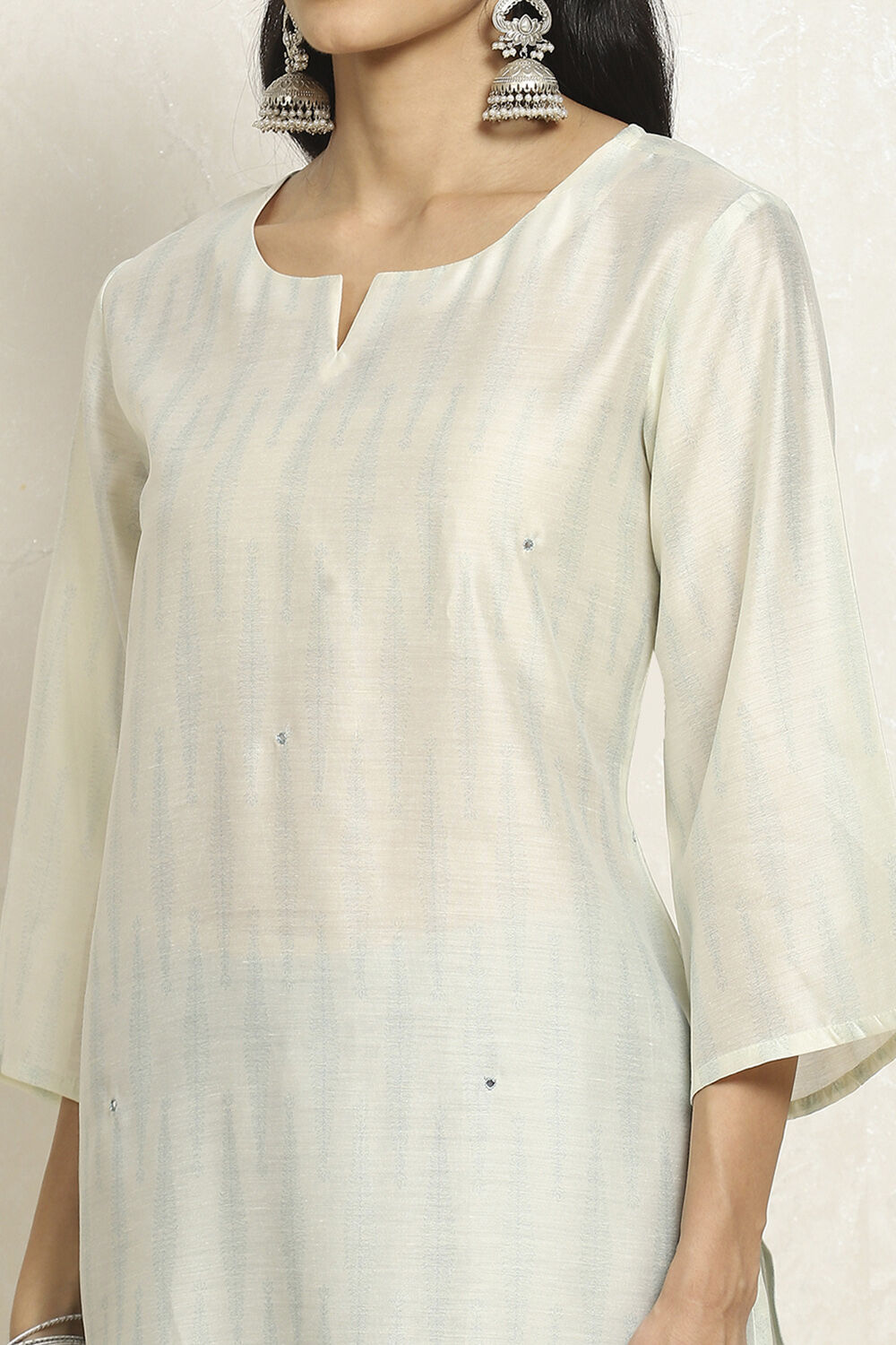 Orange Chanderi Woven Unstitched Suit Set image number 2