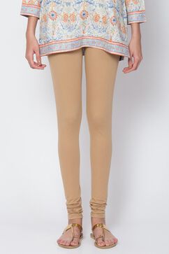 Camel Cotton Blend Dyed Leggings image number 0