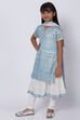 Blue Poly Cotton Straight Kurta Churidar Suit Set image number 3