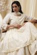 Off-White Cotton Metallic Flared Suit Set image number 7