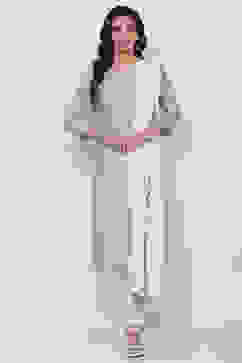 Blue Cotton Silk Straight Kurta Churidar Suit Set image number 3