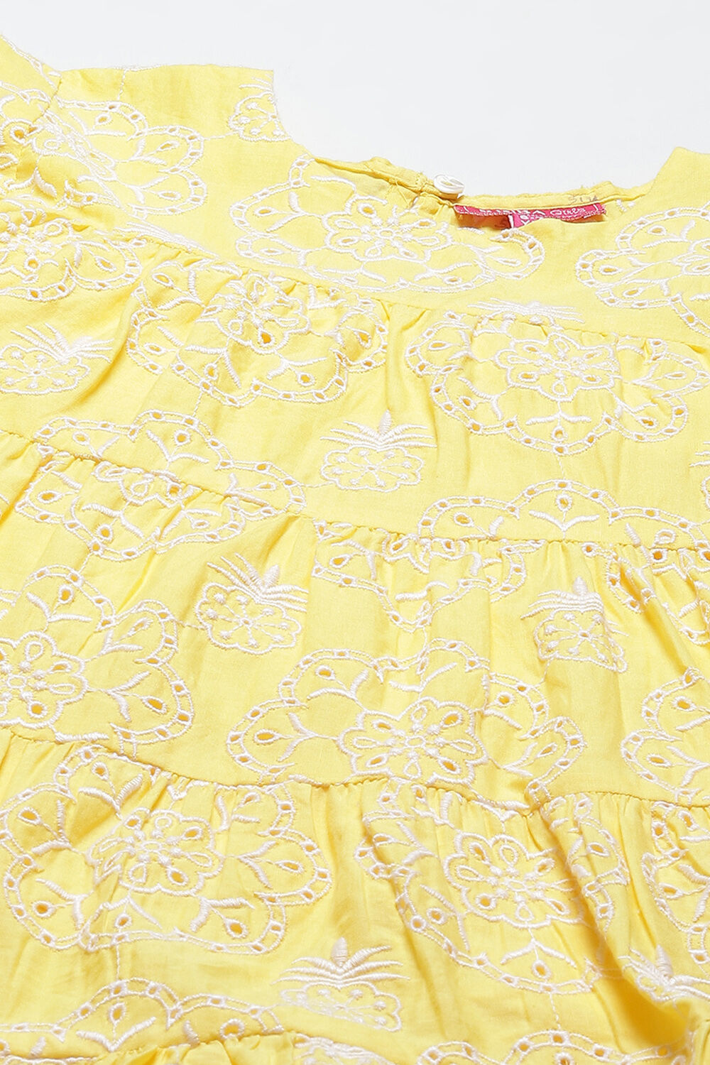 Yellow Cotton Tiered Dress image number 1