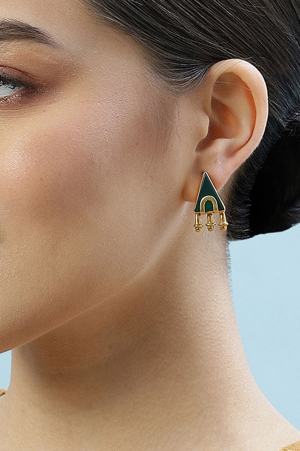 Green Brass Earrings image number 1