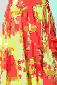 Red & Lime Green Cotton Short Top Lehenga Set image number 2