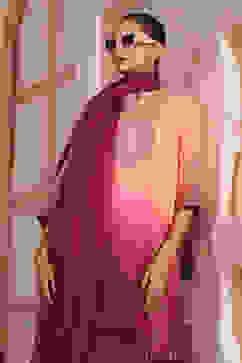 Peach Viscose Blend Straight Suit Set image number 1