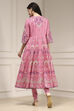 Light Pink Cotton Printed Anarkali Suit Set image number 4