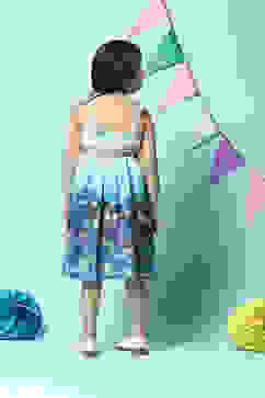 Off White Cotton Gathered Dress image number 4