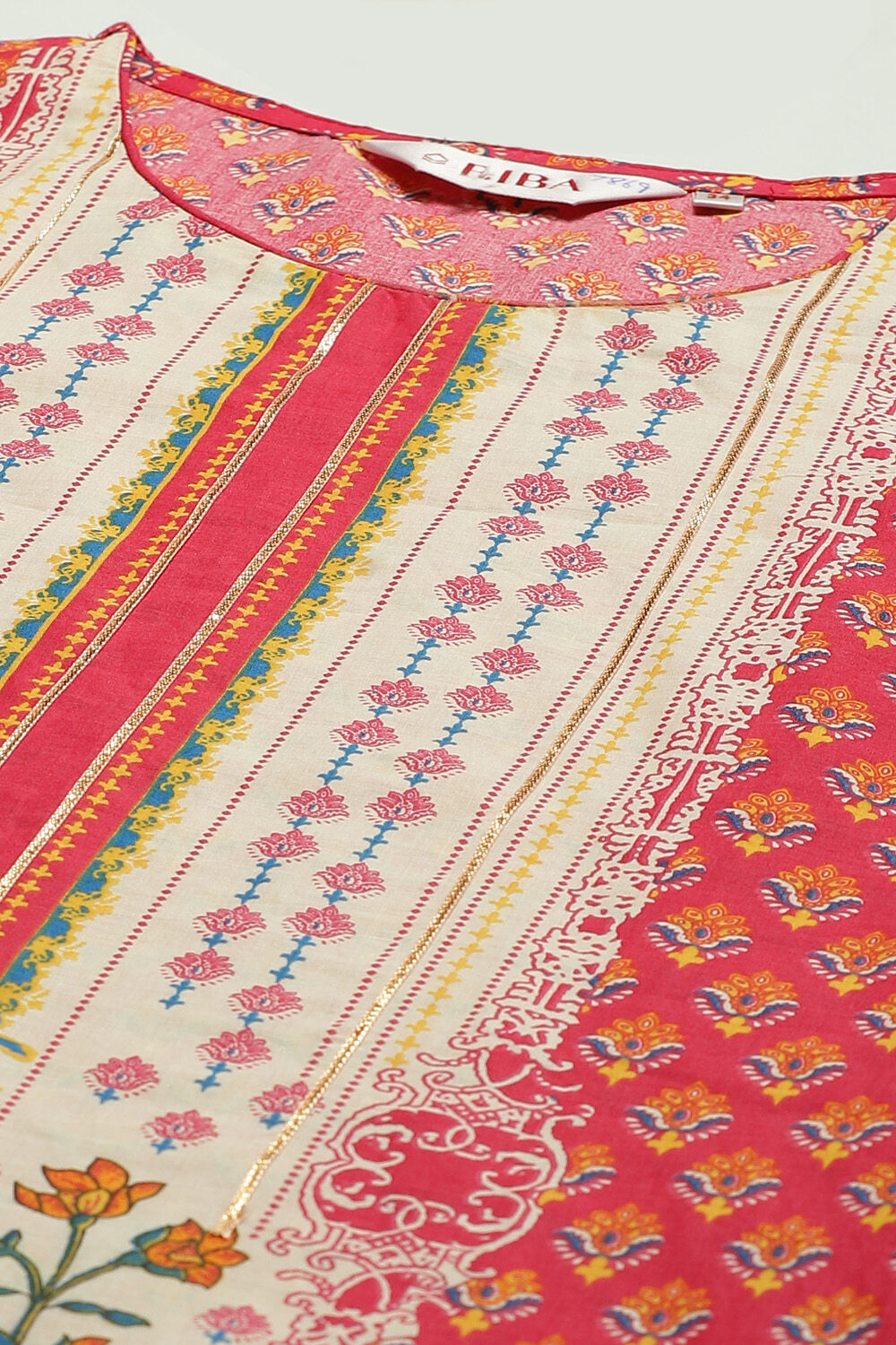 Fuschia Cotton Straight Kurta Salwar Pant Suit Set image number 1