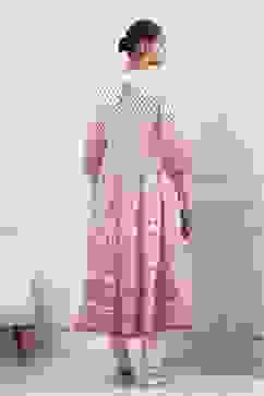 Pink Cotton Kalidar Suit Set image number 4