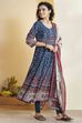 Blue Cotton Anarkali Suit Set image number 5