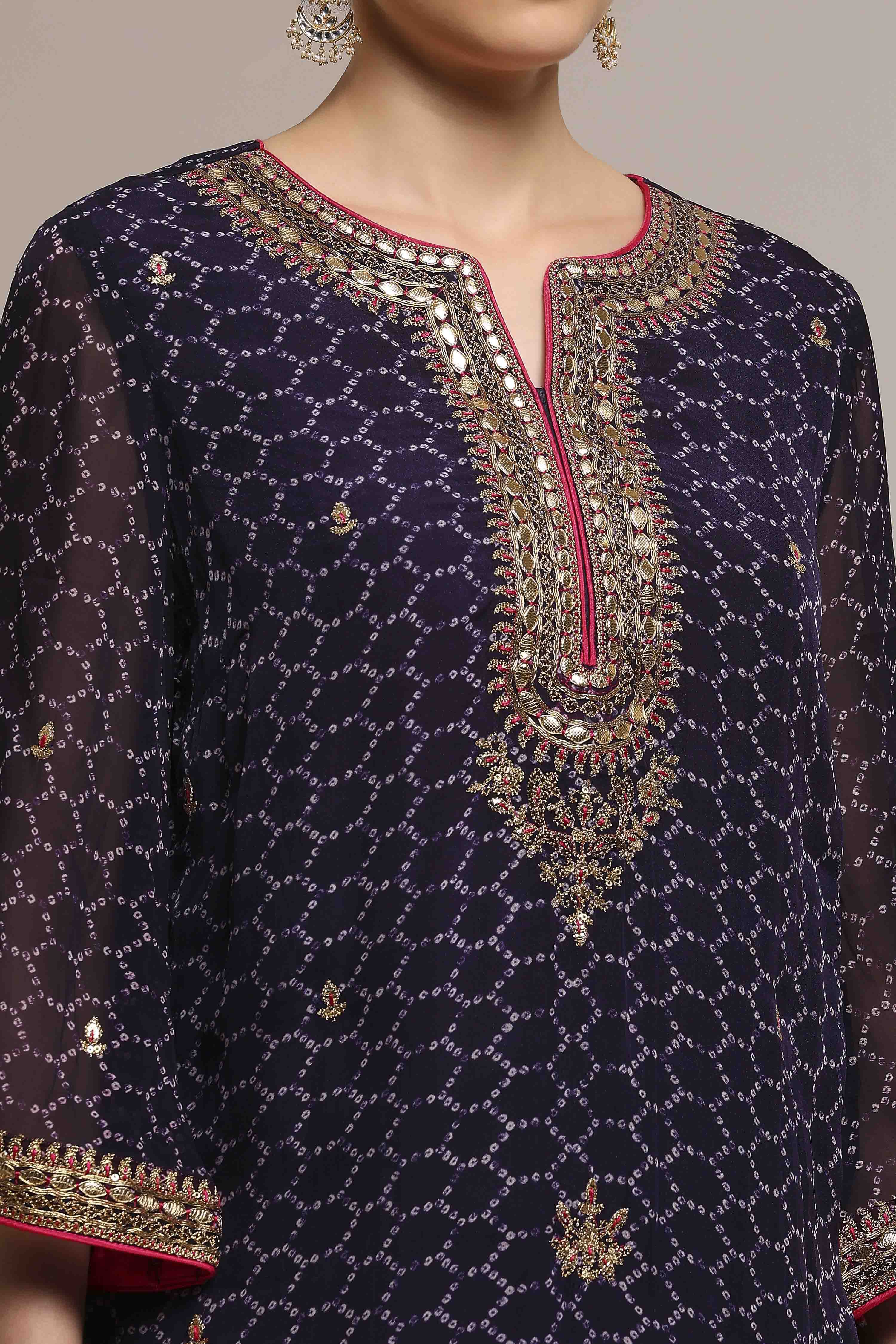 Purple Viscose Straight Suit Set image number 1