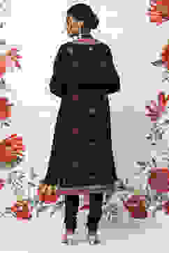 Rohit Bal Black Cotton Blend Straight Kurta Suit Set image number 4