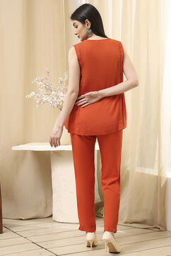 Orange Solid Straight Co-ord Set image number 5