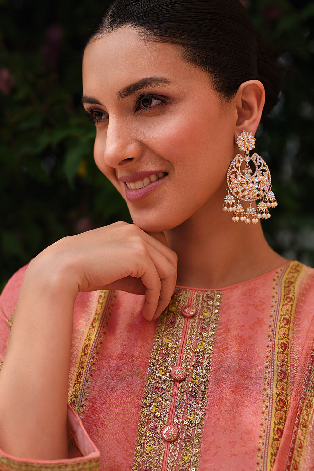 Mustard Yellow Viscose Silk Unstitched Suit Set image number 3