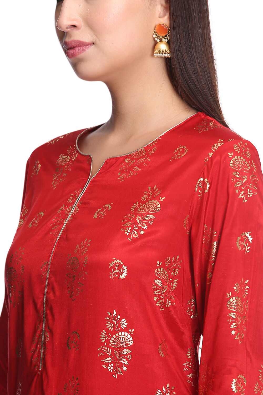 Fuchsia Viscose Straight Printed Kurta image number 1
