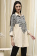 Black Printed Shirt-Style Straight Short Kurta image number 4
