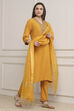 Yellow Viscose Rayon Straight Suit Set image number 5