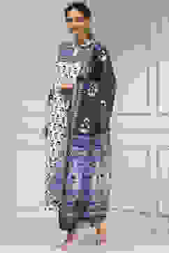 Indigo Cotton Modal Digital Print Unstitched Suit Set image number 4